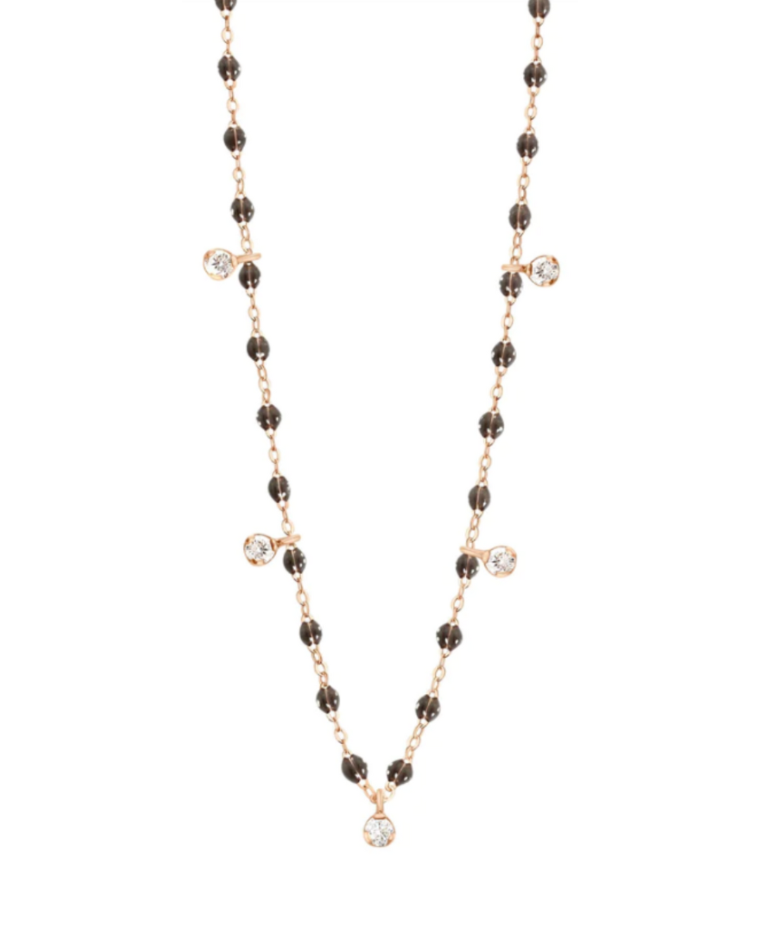 Gigi Clozeau- Collier quartz Gigi Suprême, or rose, 5 diamants, 45 cm
