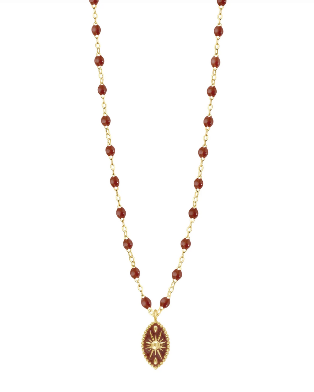Gigi Clozeau - Collier Karma résine moka, or jaune, 42 cm