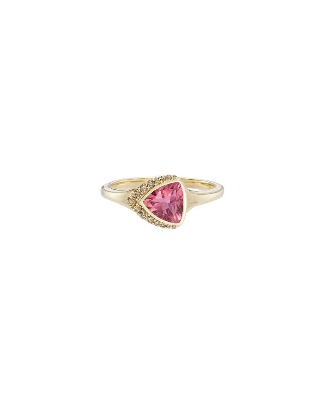 Métier - AZ Gemstone Trillion Ring Pink Tourmaline & Champagne Diamonds.