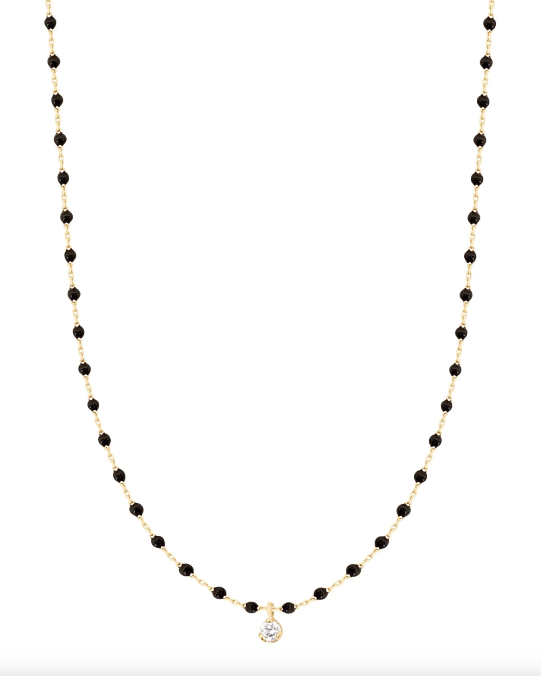 Gigi Clozeau - Collier noir Mini Gigi, or jaune, 1 diamant, 40 cm