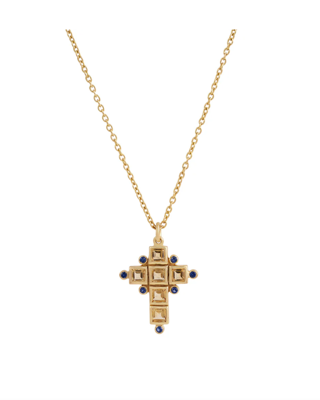 Dorothée Sausset - Santa Cruz Collier chain fine 4, Citrine/ Blue zircon