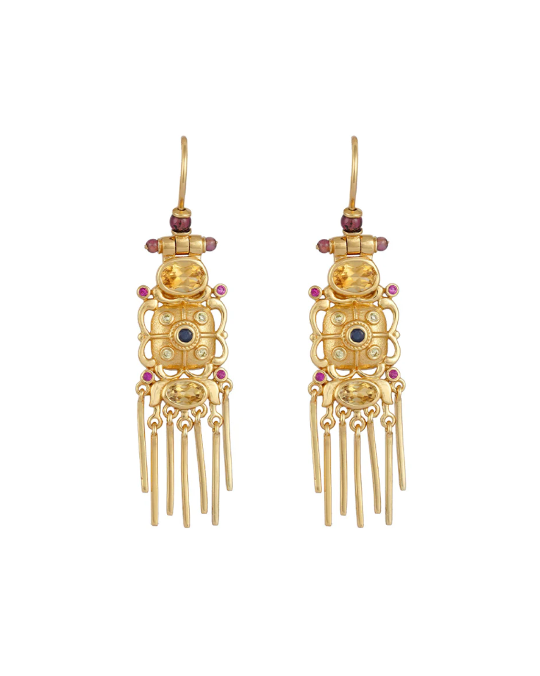 Dorothée Sausset - Emily 3 Citrine Blue saphhire Garnet Yellow zircon Boucles d’oreilles
