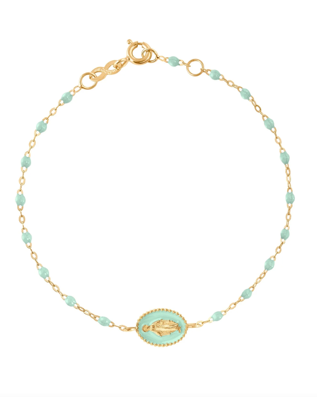 Gigi Clozeau - Bracelet Madone résine jade, or jaune, 17 cm