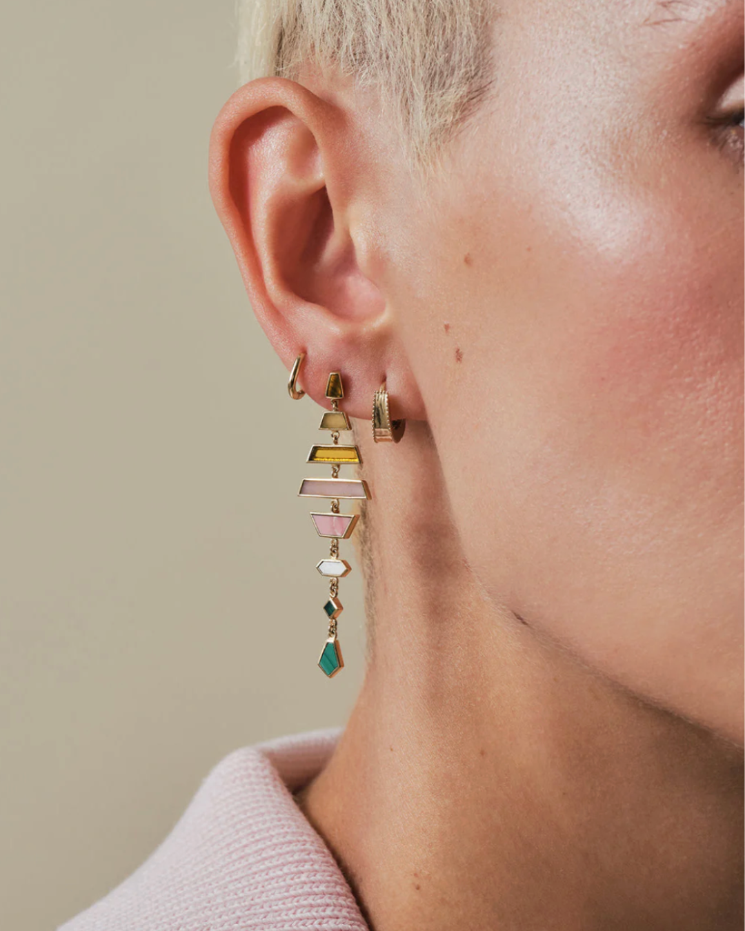 Métier - "Canyon Bloom" Tesserae Tiered Drop Earrings
