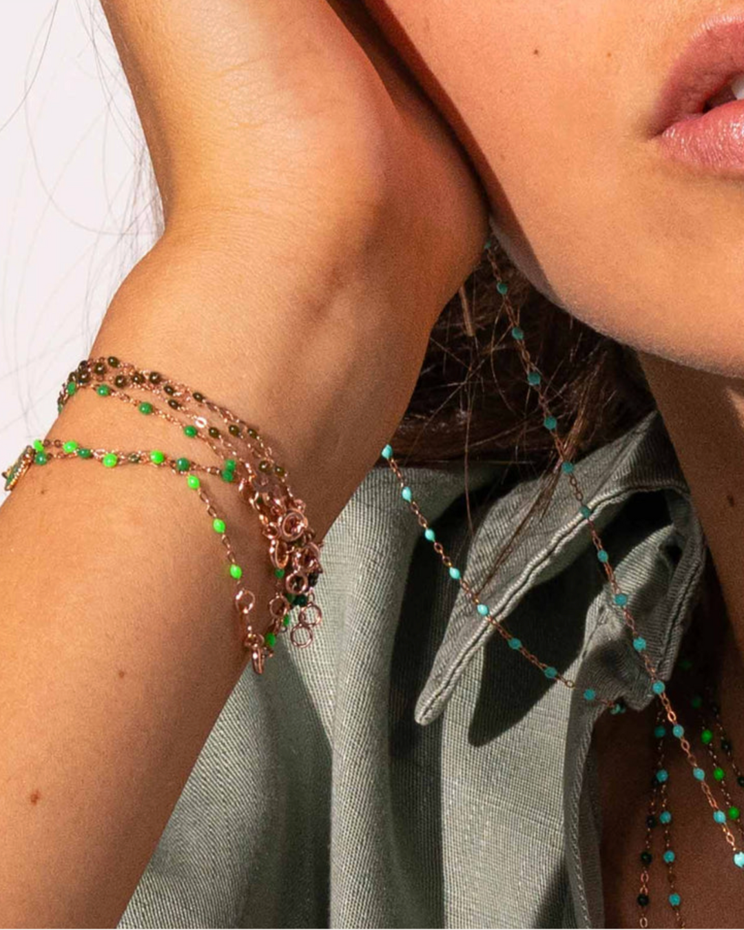 Gigi Clozeau - Bracelet kaki Classique Gigi, or jaune, 17 cm