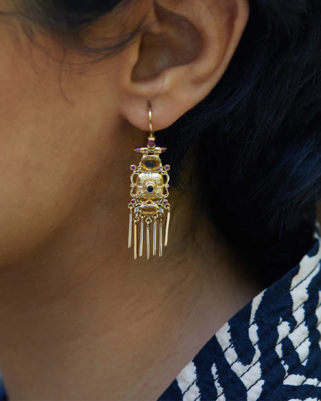 Dorothée Sausset - Emily 3 Citrine Blue saphhire Garnet Yellow zircon Boucles d’oreilles