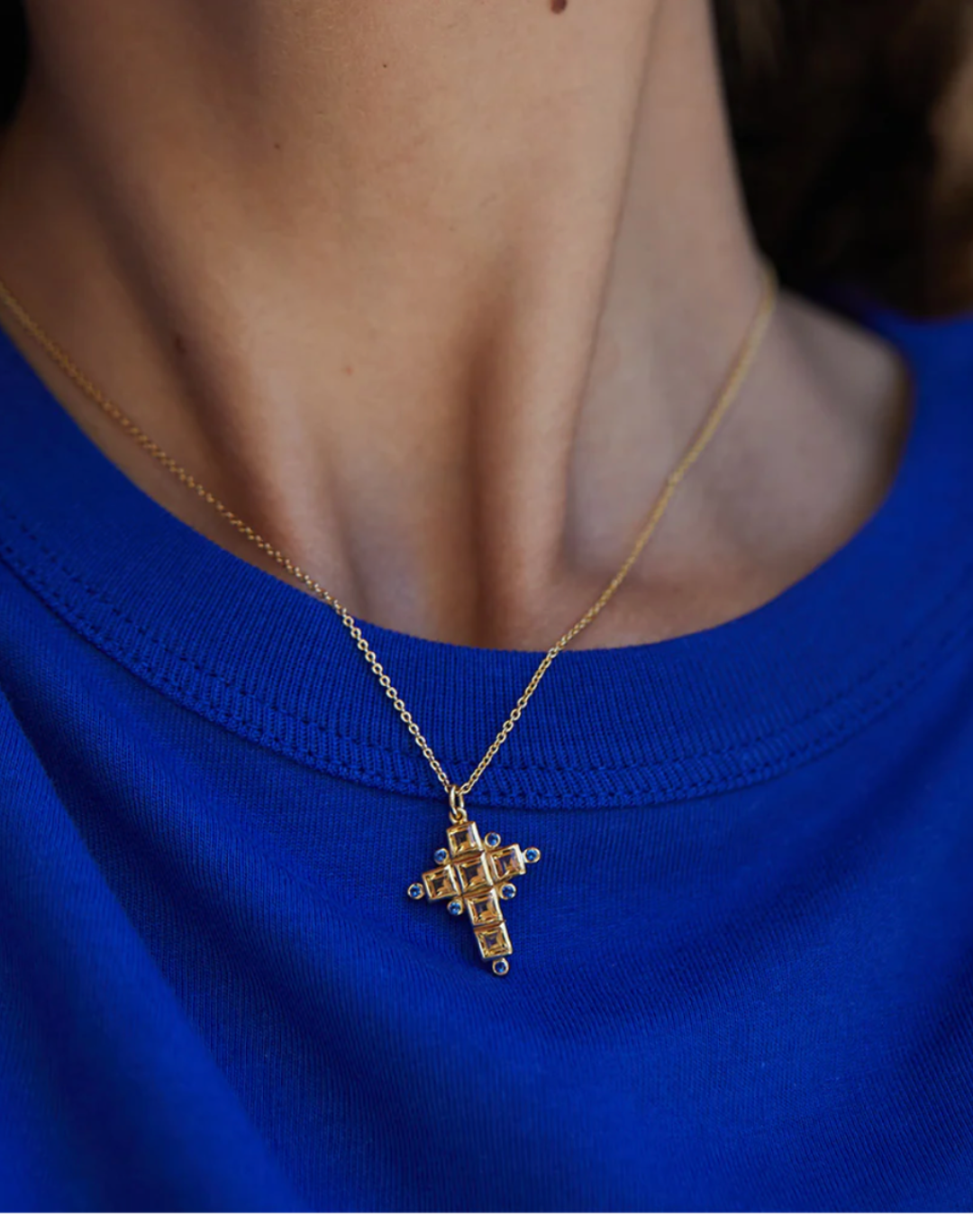 Dorothée Sausset - Santa Cruz Collier chain fine 4, Citrine/ Blue zircon