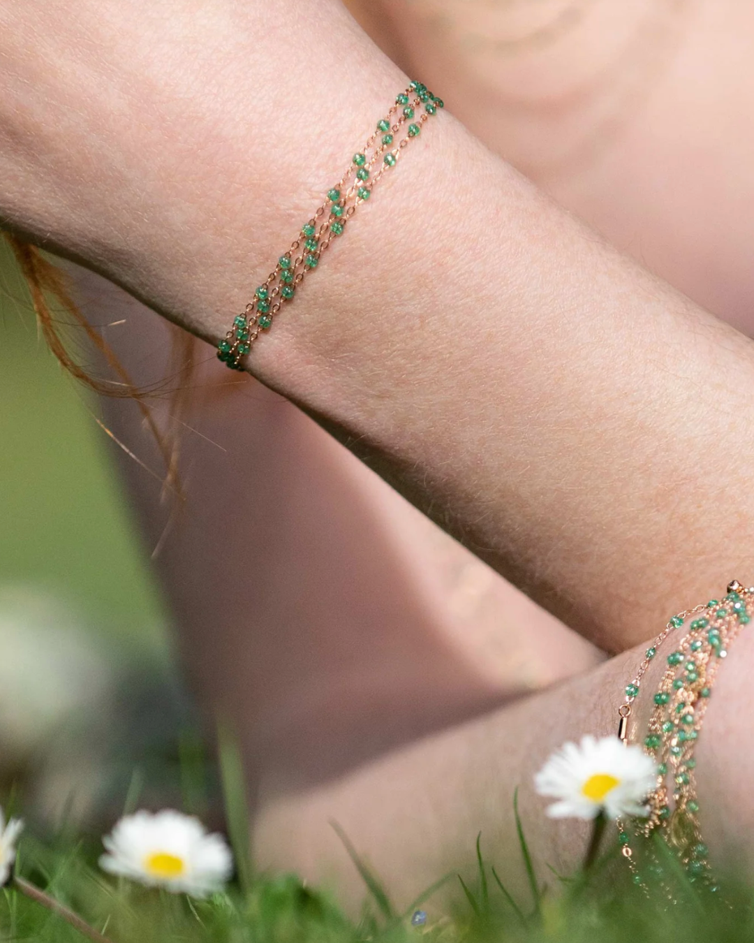 Gigi Clozeau - Bracelet menthe Classique Gigi, or jaune, 17 cm