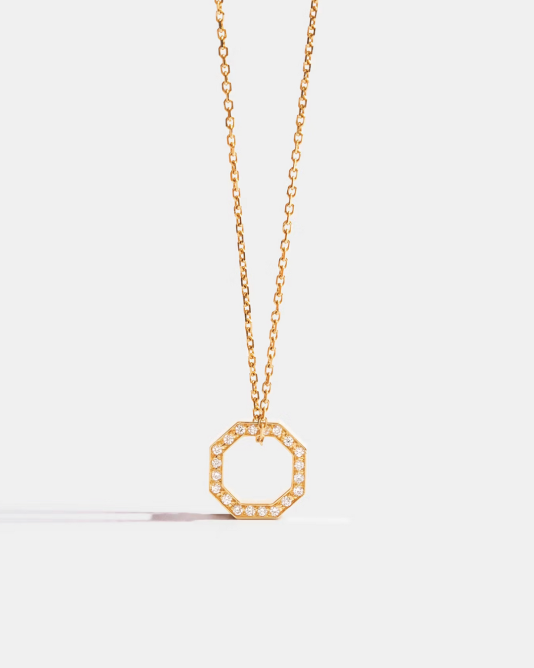 JEM - Small Octagon Pavé in Yellow Gold Pendant