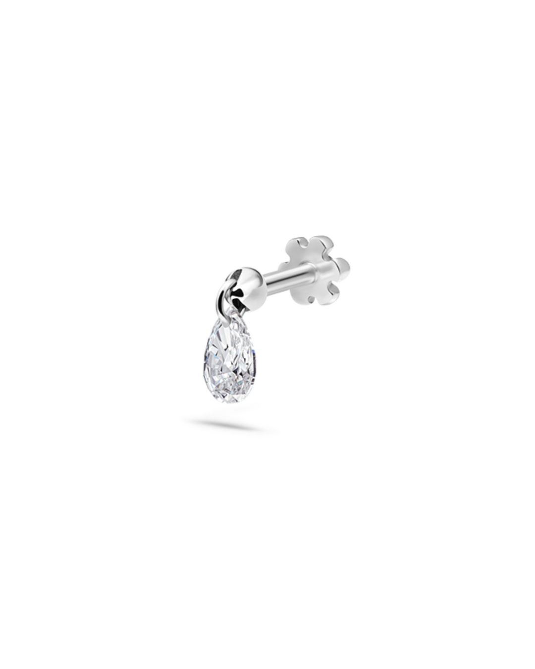 Maria Tash - 4mm Floating Pear diamond charm Threaded Stud Earring