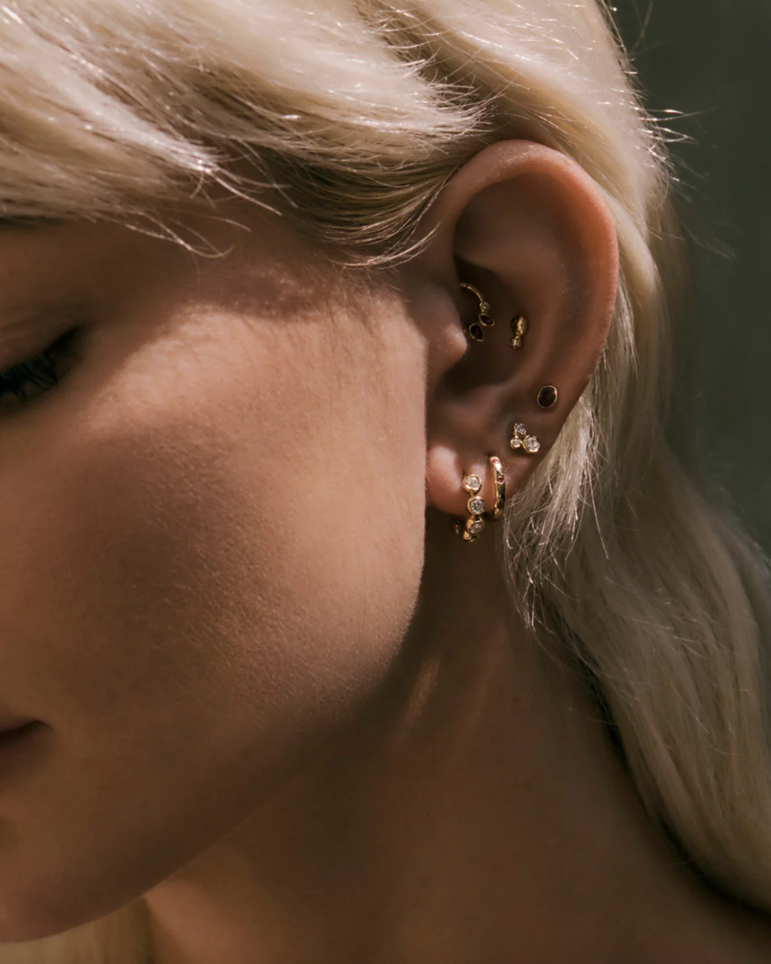 Pamela Love - 10mm Dot Huggie Ruby