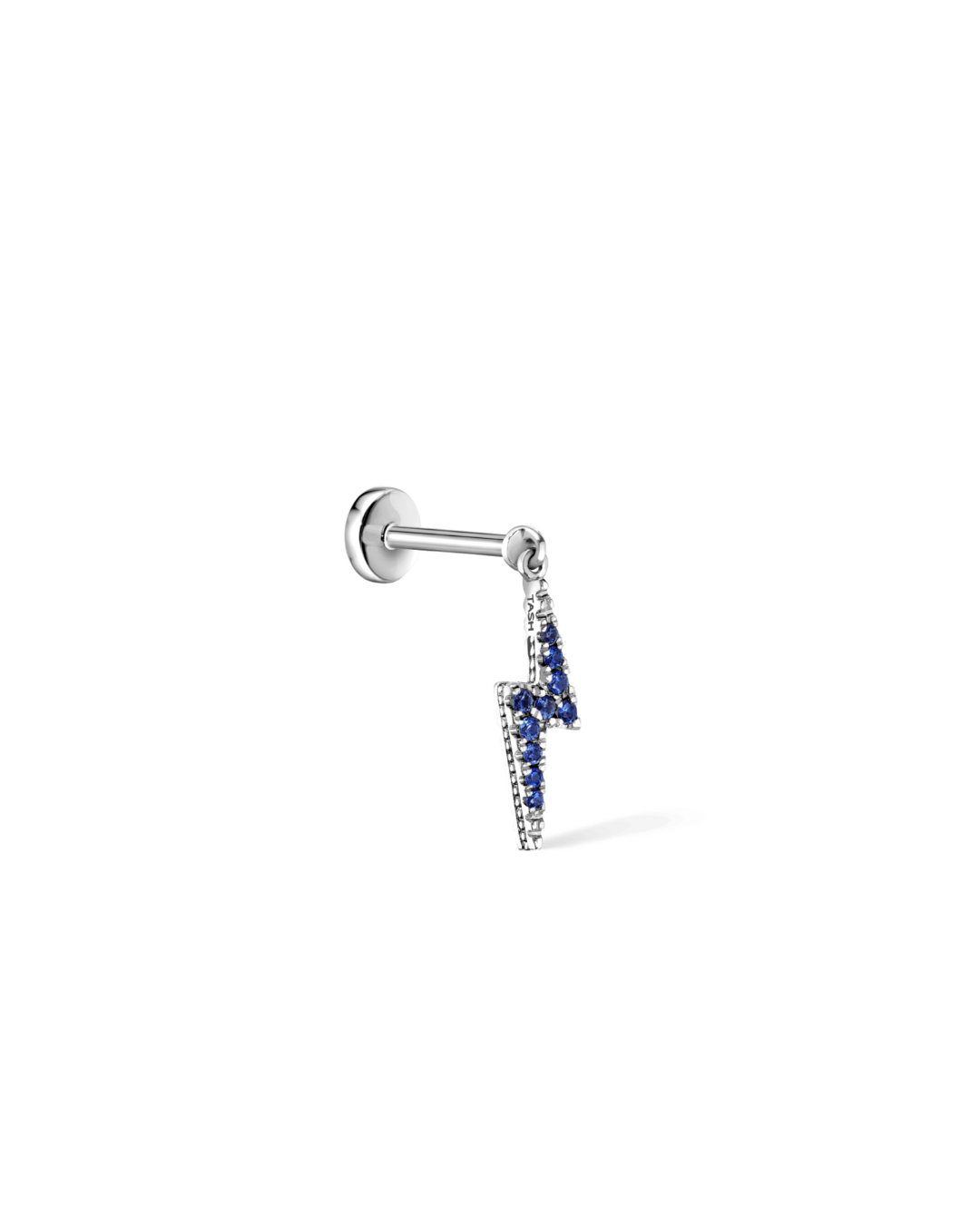 Maria Tash - White and Black Diamond Lightning Bolt Threaded Charm Earring
