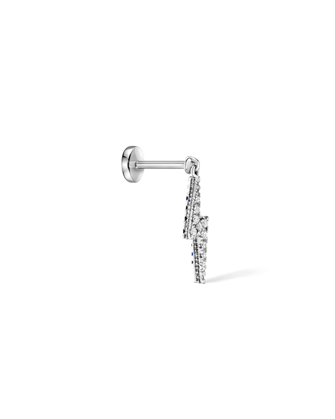 Maria Tash - White and Black Diamond Lightning Bolt Threaded Charm Earring