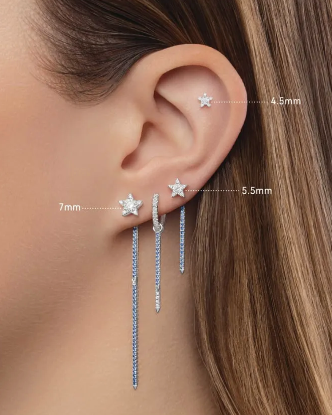 Maria Tash - 4,5mm Diamond Star Threaded Stud Earring