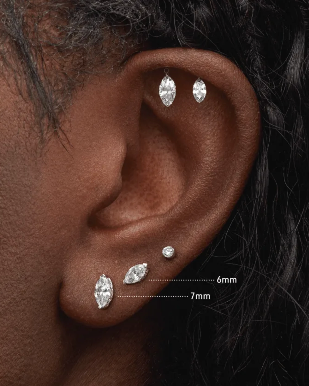 Maria Tash - Marquise Diamond Threaded Stud Earring