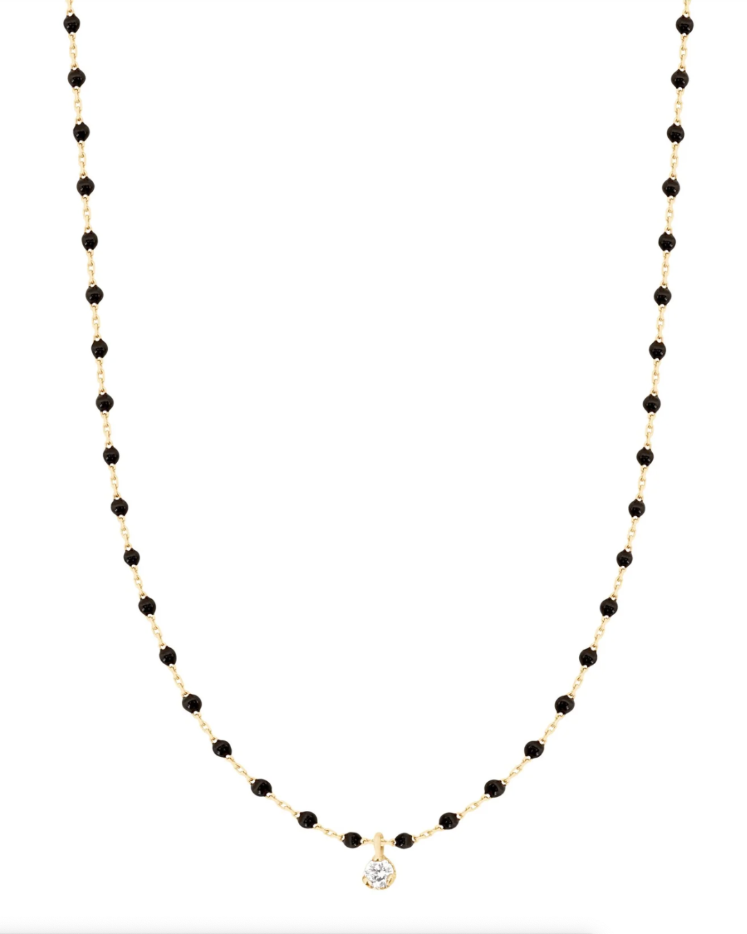 Gigi Clozeau- Collier noir Mini Gigi, or jaune, 1 diamant, 40 cm
