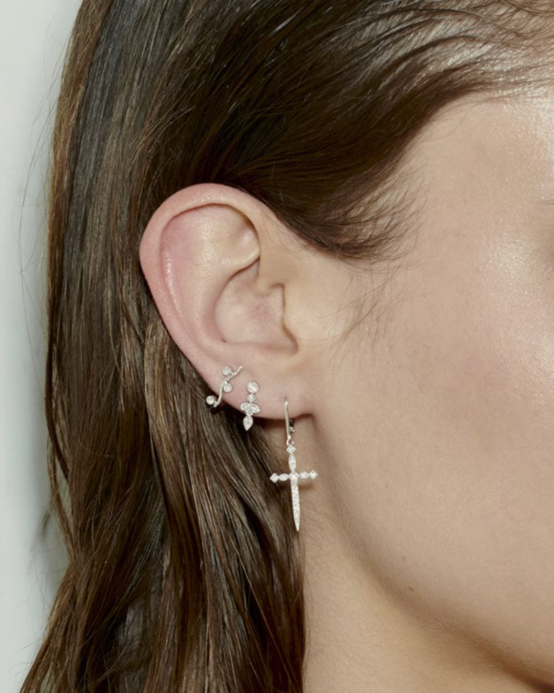 Stone - Boucle unique Diabolique Or blanc et diamants