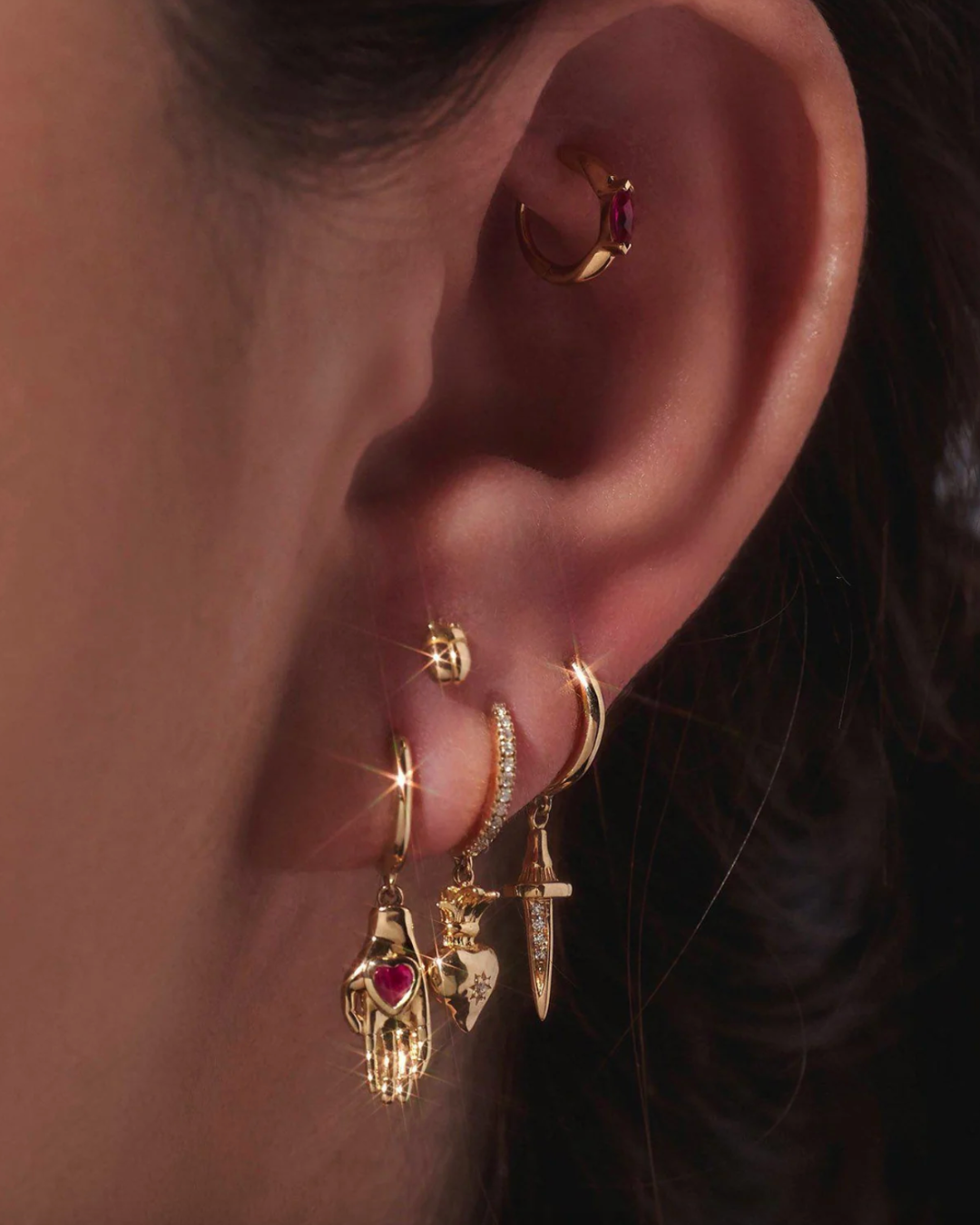 Pamela Love - Sacred Heart Pave Huggie