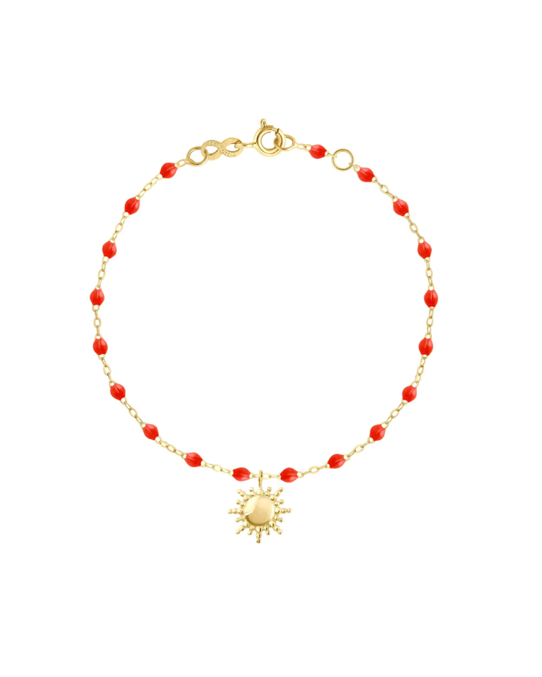 Bracelet corail Soleil, or jaune, 17 cm