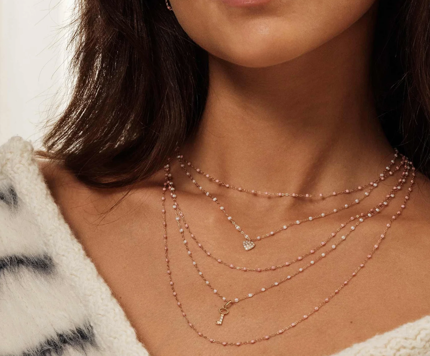 Collier blush Classique Gigi, or jaune, 42 cm