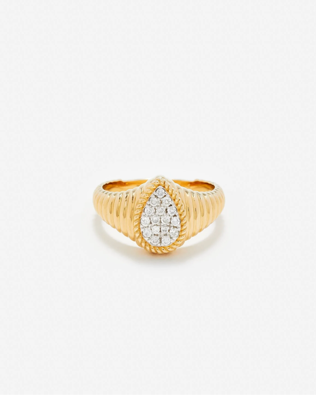 Yvonne léon - Baby chevalière poire berlingot diamants or jaune