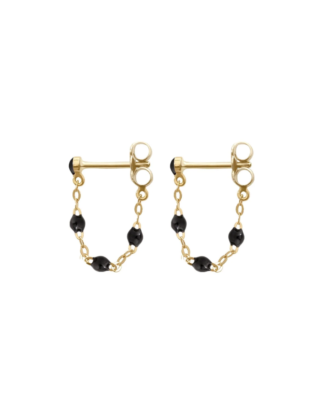 Gigi Clozeau - Boucles d'oreilles noire Classique Gigi, or jaune