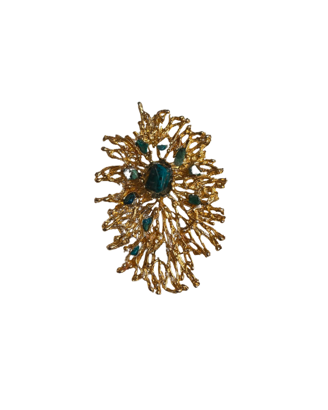 Axelle Delhaye - Broche / Pendentif en Plaqué Or & Turquoise