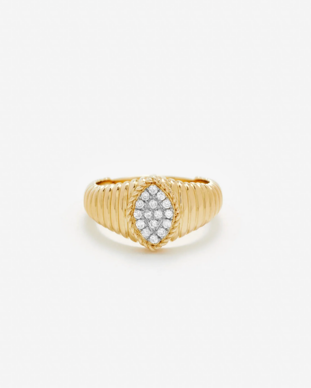 Yvonne Léon - baby chevalière marquise berlingot diamants or jaune