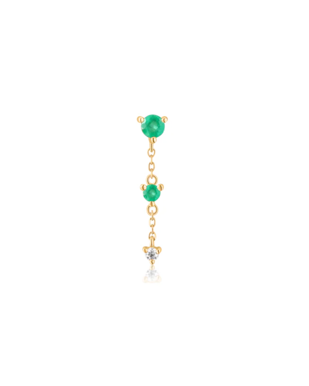 Métier - Petite Emerald and Diamond Chain Stud
