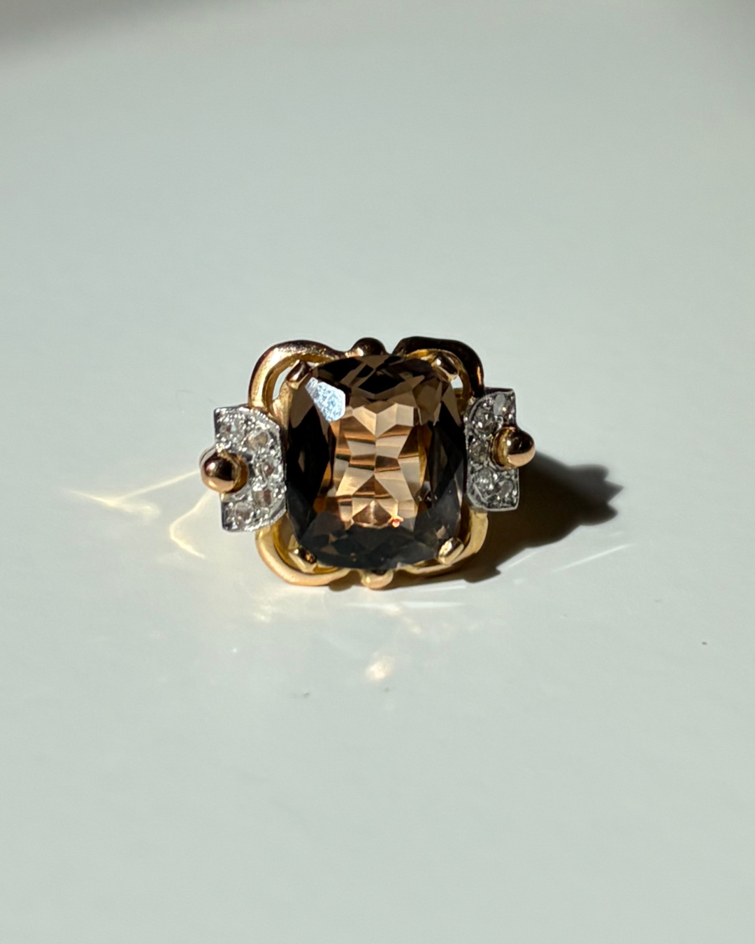 Axelle Delhaye - bague quartz fumé & diamants