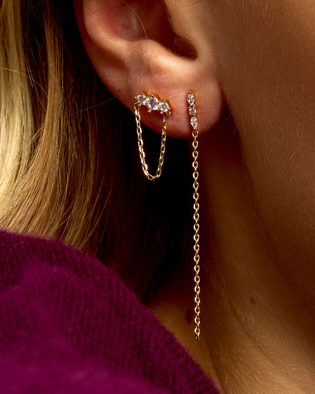 Mya Bay- Boucles d'oreille trilogy chain