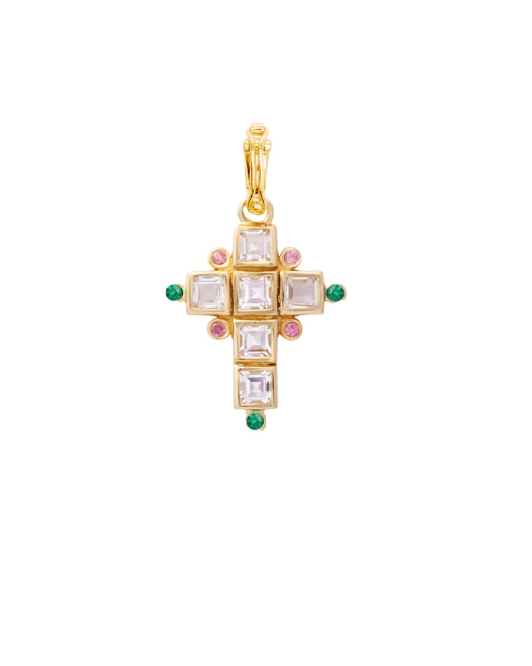 Dorothée Sausset - Charm Santa Cruz 3 Blanc topaze Vert onyx Rose tourmaline