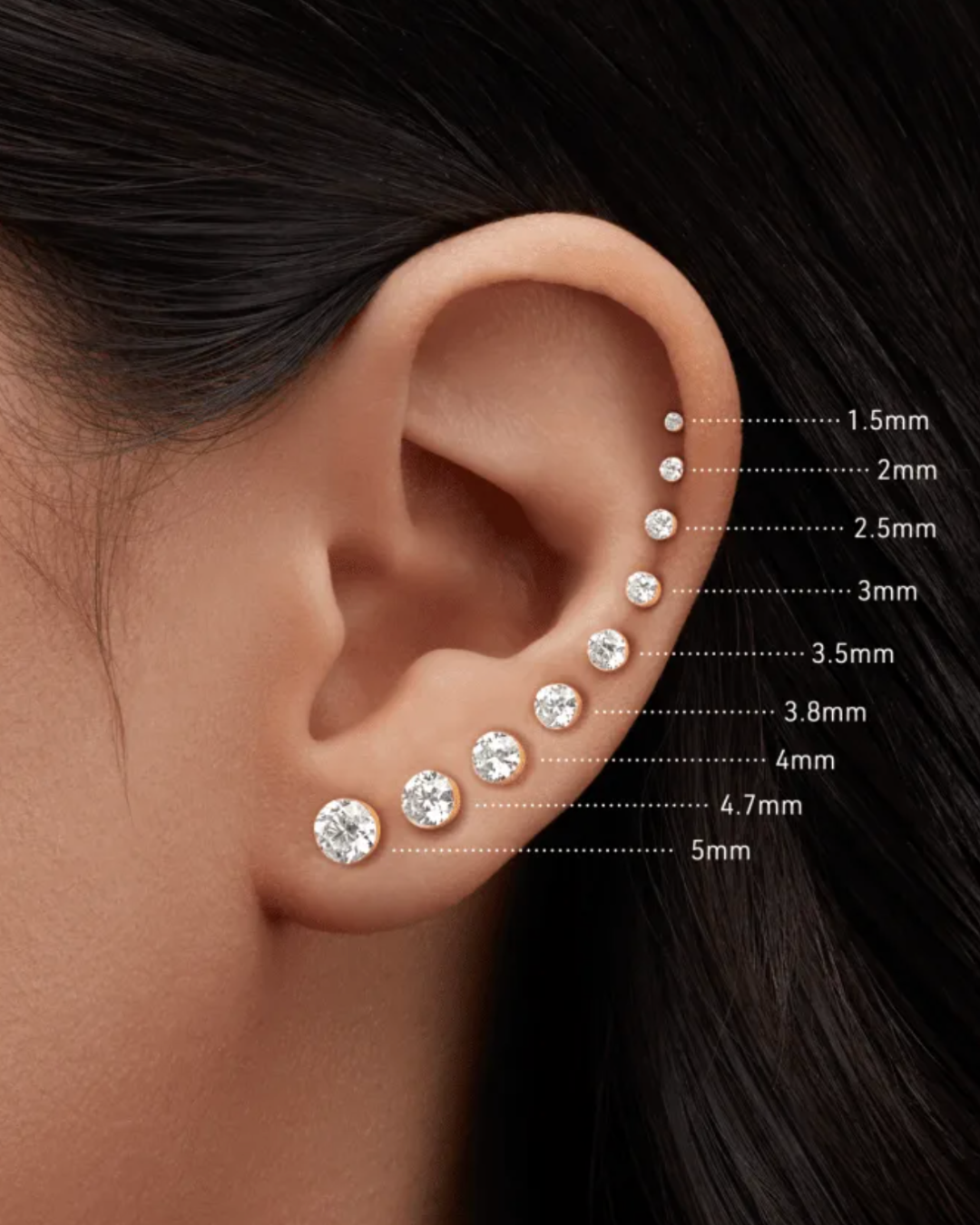 Maria Tash - 2mm Invisible Set Diamond Stud Earring