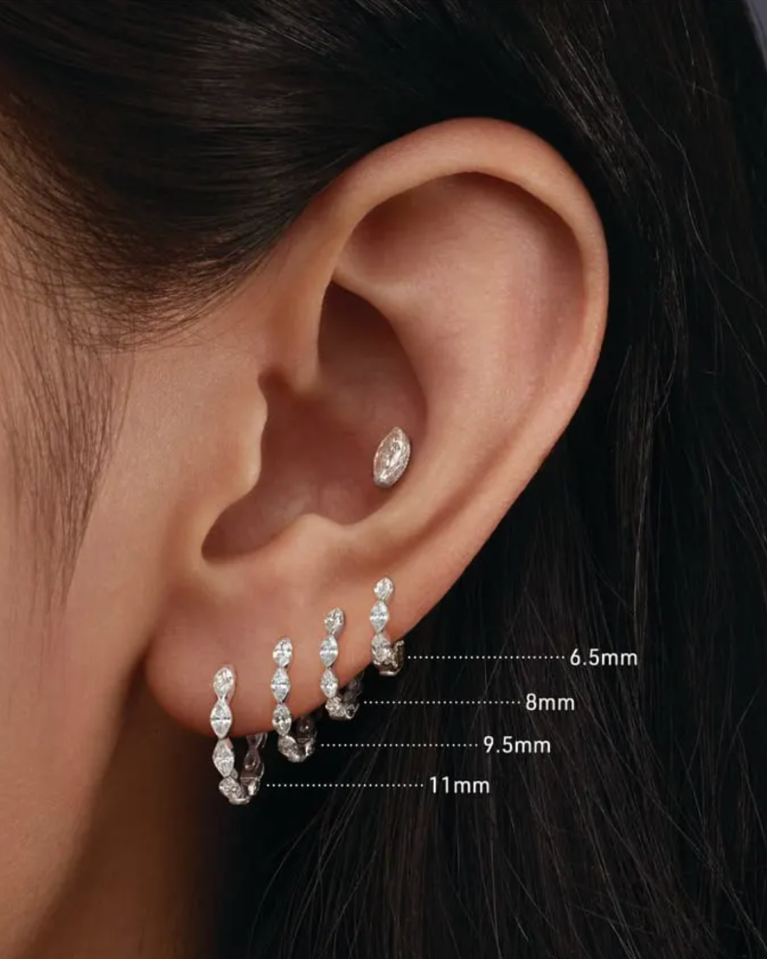Maria Tash - Invisible Set Diamond Marquise Eternity Hoop Earring