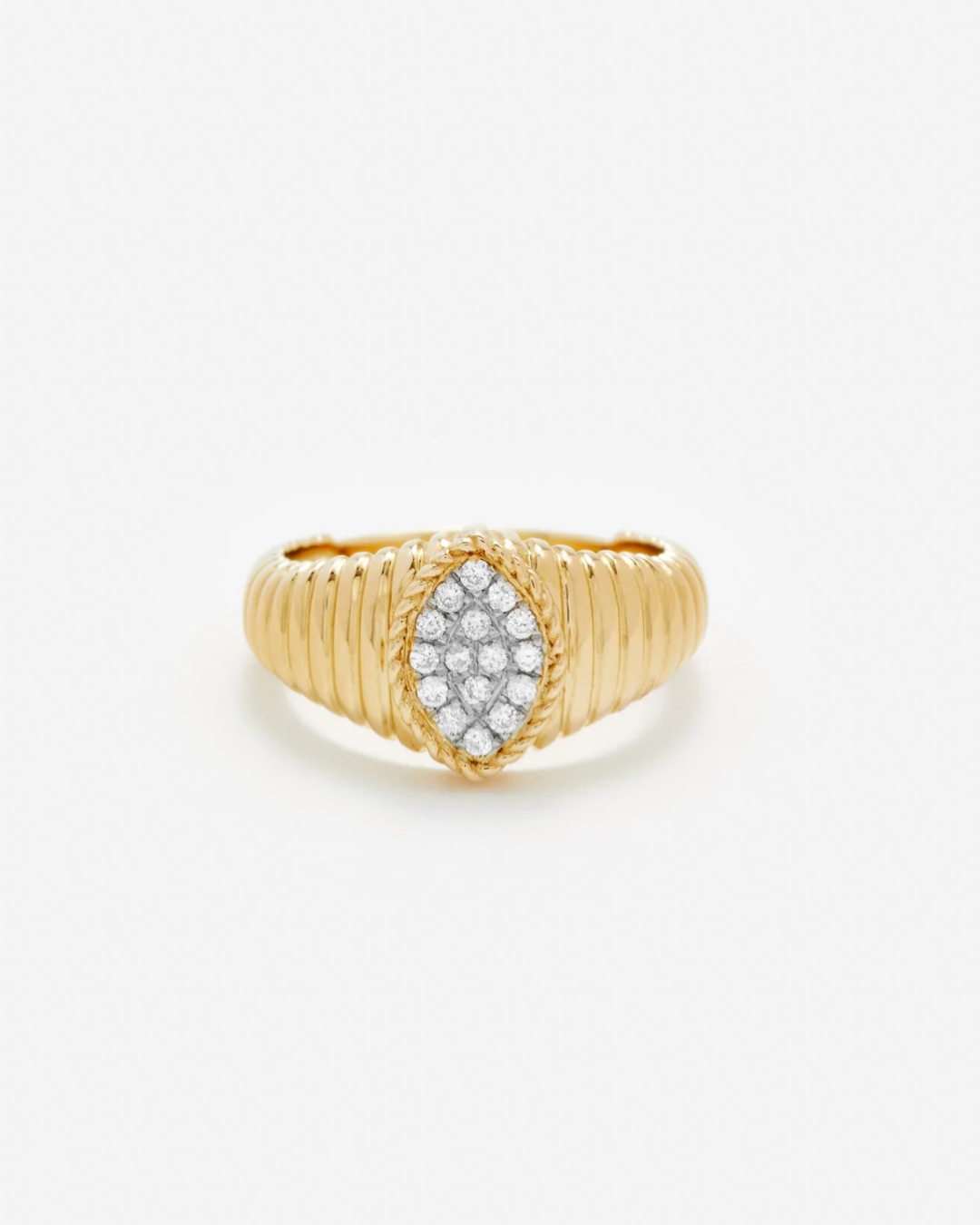 Yvonne Léon - Baby chevalière marquise berlingot diamants or jaune
