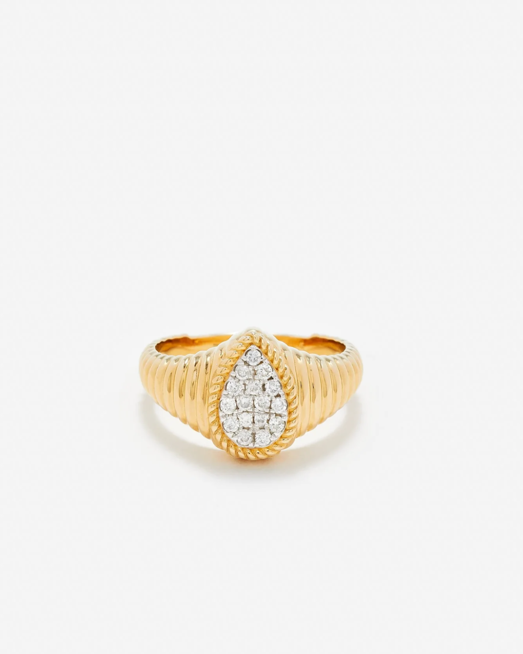 Yvonne Léon - Baby chevalière poire berlingot diamants or jaune