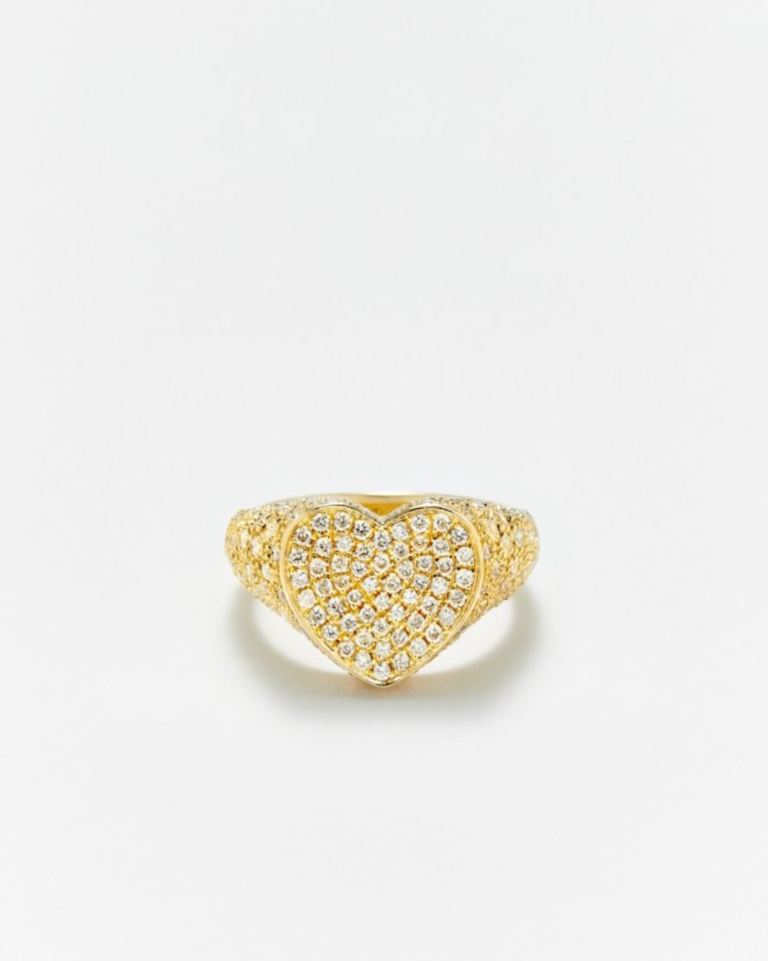 Yvonne Léon - Chevalière Mini Coeur Diamants Or Jaune